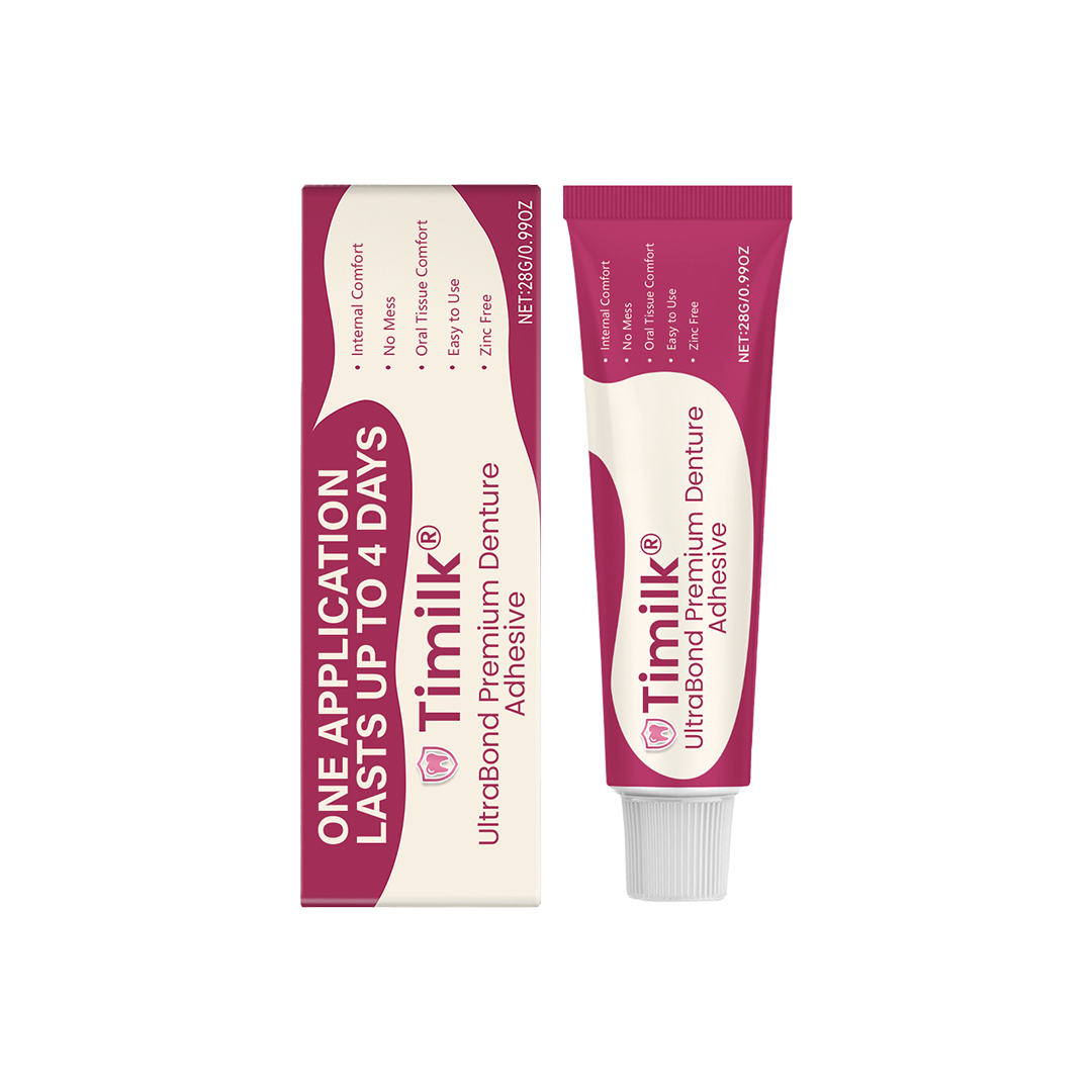 Timilk® UltraBond Premium Denture Adhesive 🔥 FDA Certified (Clinically Proven 4-Day Hold for Secure, Comfortable & Zinc-Free Denture Fit 🦷)